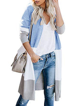 Load image into Gallery viewer, Lovaru Womens Boho Open Front Cardigan Colorblock Long Sleeve Loose Knit Lightweight Sweaters
