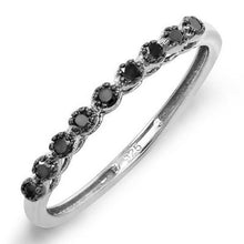 Load image into Gallery viewer, Dazzlingrock Collection 0.20 Carat (ctw) Sterling Silver Round Black Real Diamond Wedding Anniversary Band 1/5 CT, Size 7
