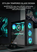 Load image into Gallery viewer, MUSETEX ATX PC Case with 6 Pcs 120mm ARGB Fans, Computer Gaming Case Mid-Tower Phantom Black, Tempered Glass Computer Chassis, USB 3.0, MN6-B
