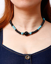 Load image into Gallery viewer, XHUUU Lava Stone/Black Obsidian Choker Necklaces Created Turquoise Women Mens Strand Crystal Necklace for Meditation or Yoga
