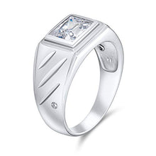 Load image into Gallery viewer, Personalized Rectangle 2CT Emerald Cut AAA CZ Mens Engagement Ring Cubic Zirconia Band For Men Custom Engraved
