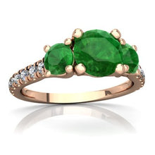 Load image into Gallery viewer, 14K Rose Gold Emerald and Diamond Round Pavé Trellis Ring - Size 6
