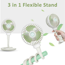 Load image into Gallery viewer, Anpro Stroller Fan for Baby - Portable Baby Fan Clip on Stroller/Crib with Flexible Stand, Car Seat Fan 3000 mAh Rechargeable Battery Operated USB Personal Desk Fan, White

