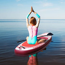 Load image into Gallery viewer, YWH Pink SUP Inflatable Paddle Board - 10.6' Lightweight Stand Up Paddleboard for Youth Adult Beginner Kids Paddleboards with Accessories Backpack, Non-Slip Deck &amp; Hippocampus Pattern，Red
