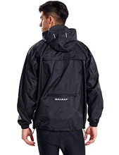 Load image into Gallery viewer, BALEAF Men's Waterproof Cycling Running Rain Jacket with Hooded Lightweight Packable Raincoat Biking Hiking Windbreaker Black Size L
