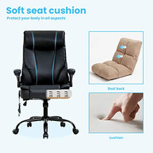 Load image into Gallery viewer, Office Chair Ergonomic Desk Chair PU Leather Computer Chair with Lumbar Support Flip up Armrest Task Chair Rolling Swivel Executive Chair for Women Adults(Black)

