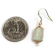 Load image into Gallery viewer, Natural Stone Wire Wrap Dangle Drop Earrings Gold Plated 925 Sterling Silver Hook/Green Kyanite Rough Square
