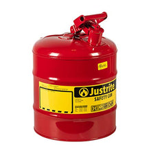 Load image into Gallery viewer, Justrite 7150100 Type I Galvanized Steel Flammables Safety Can, 5 Gallon Capacity, Red
