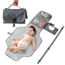 Load image into Gallery viewer, Portable Changing Pad, Waterproof Detachable Travel Changing pad for Newborn Girl Boy, Baby Changing Mat with Wipes Pocket &amp; Shoulder Strap Foldable Diaper Changing pad, Baby Shower Gifts
