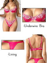 Load image into Gallery viewer, Kaei&amp;Shi Sexy Bra And Panty Sets,Embroidered Lace Floral Lingerie For Women,Matching Two Piece Mesh Sheer Underwire Lingerie Set Boudoir Rose Medium
