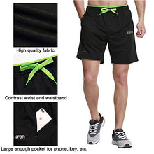 Load image into Gallery viewer, CENFOR Men's 7" Athletic Workout Shorts with Pockets Drawstring Quick Dry Breathable Active Training Shorts(Black,S)
