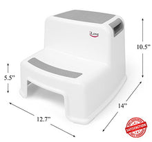 Load image into Gallery viewer, 2 Step Stool for Kids (Gray 2 Pack) | Toddler Stool for Toilet Potty Training | Slip Resistant Soft Grip for Safety as Bathroom Potty Stool &amp; Kitchen Step Stool | Dual Height &amp; Wide Two Step | iLove
