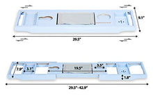 Load image into Gallery viewer, Aquaa Life Classy Blue Bathtub Tray, Expandable Bamboo Bathtub Caddy Tray, Wooden Bath Tray, Two Person Extendable Bath Tray with Wine Phone Book and Soap Holder, Luxury Bathtub Accessories Set
