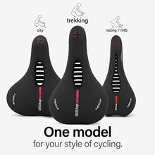 Load image into Gallery viewer, Wittkop Bicycle Saddle [for Trekking Bikes] – Comfortable Saddle for Men and Women with Integrated 5-Zone-Concept and Memory Foam - Waterproof Bike Seat with Airflow System, incl. User Manual

