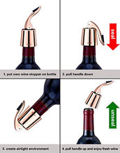 Load image into Gallery viewer, OWO Wine bottle Stopper, Wine Saver with Silicone, Decorative Wine Preserver, Wine Toppers Stopper,Reusable Wine Cork Keeps Wine Fresh (Rose Gold)

