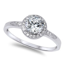 Load image into Gallery viewer, Oxford Diamond Co Halo Set Solitaire Cubic Zirconia Promise Engagement Ring .925 Sterling Silver Ring Size 10
