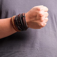 Load image into Gallery viewer, MILAKOO 10 Pcs Braided Leather Bracelet for Men Women Wooden Beaded Bracelets Wrap Adjustable
