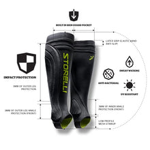 Load image into Gallery viewer, Storelli BodyShield Leg Guards | Protective Soccer Shin Guard Holders | Enhanced Lower Leg and Ankle Protection | Black | Youth Medium
