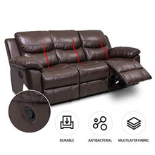 Load image into Gallery viewer, JUNTOSO 3 Pieces Recliner Sofa Sets Bonded Leather Lounge Chair Loveseat Reclining Couch for Living Room - Chocolate
