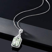 Load image into Gallery viewer, Gem Stone King 925 Sterling Silver Green Prasiolite Pendant Necklace For Women (7.20 Ct Emerald Checkerboard 14X10MM with 18 Inch Silver Chain)
