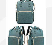 Load image into Gallery viewer, Sussex labels 3in1 large convertible,multipurpose diaper bag.Travel bag for infant and toddlers with BASSINET,CHANGING PAD waterproof spacious Mommy diaper bag pack PLUS A TOY ARCH. (Green)

