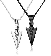 Load image into Gallery viewer, Jstyle Stainless Steel Pendant Necklace for Mens Boys Cool Spearpoint Arrowhead Pendant Chain Necklace Set Black &amp; Silver Tone
