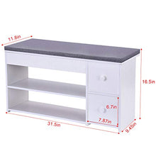 Load image into Gallery viewer, 2 Tier Shoe Rack Bench with Cushion &amp; 2 Drawer, shamoluotuo Shoe Organizer Sponge Padded Seat, Entryway Seat Storage Shelf, Storage Cabinet Hallway Furniture, Storage Stool for Home Entryway (White)

