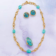 Load image into Gallery viewer, Ross-Simons Mosaic Turquoise Ring in 18kt Gold Over Sterling. Size 6
