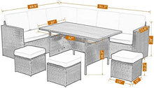 Load image into Gallery viewer, Wisteria Lane Patio Furniture Set,7 Piece Outdoor Dining Sectional Sofa Couch with Dining Table and Chair, All Weather Deck Wicker Conversation Set with Cushion, Grey
