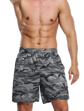 Load image into Gallery viewer, Neleus Men's Running Shorts 7 inch Camo Workout Athletic Shorts with Pockets,6002,2 Pack,Dary Grey/Dark Green,S
