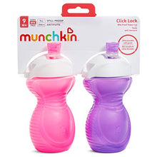 Load image into Gallery viewer, Munchkin Click Lock Bite Proof Sippy Cup, Pink/Purple, 9 Ounce, 2 Count
