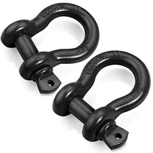 Load image into Gallery viewer, LIBERRWAY Shackles 3/4" (2 Pack) 57,000 lbs Break Strength with 7/8'' Pin D Ring Shackle Rugged Off Road Shackles Heavy Duty D Ring for Vehicle Recovery, Black

