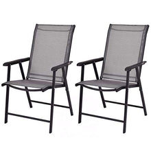 Load image into Gallery viewer, Giantex 2-Pack Patio Folding Chairs Portable for Outdoor Camping, Beach, Deck Dining Chair w/Armrest, Patio Chairs Set of 2, Grey
