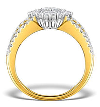 Load image into Gallery viewer, JewelsForum Natural Diamond 3 Row 1.30CT Engagement Anniversary Ring 14K Yellow Gold Wedding Cluster
