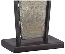 Load image into Gallery viewer, Zion Modern Table Lamp Tapered Natural Slate Bronze Metal Rectangular Shade for Living Room Family Bedroom Bedside - Franklin Iron Works
