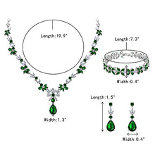 Load image into Gallery viewer, Crysdue Wedding Jewelry Set for Women, Floral Necklace Dangle Earrings Bracelet Set, Cubic Zirconia Elegance Wedding Party Jewelry for Bridal Bridesmaid
