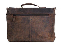 Load image into Gallery viewer, KomalC 16 Inch Retro Buffalo Hunter Leather Laptop (Fits upto 15.6 Inch Laptop) Messenger Bag Office Briefcase College Bag (Distressed Tan)
