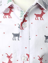 Load image into Gallery viewer, JOGAL Boys Christmas Santa Claus Party Long Sleeve Button Down Shirts White 8
