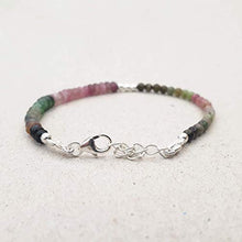 Load image into Gallery viewer, Watermelon Tourmaline Beaded Bracelets for Women Stackable Sterling Silver Birthstone Jewelry
