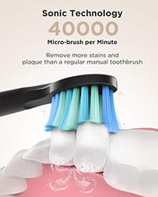 Load image into Gallery viewer, Fairywill Sonic Electric Toothbrush for Adults and Kids, ADA Accepted Whitening Clean, 8 Dupont Brush Heads &amp; Travel Case, Soft Bristles, 5 Modes USB Rechargeable, 2 Mins Smart Timer 40,000 VPM Black
