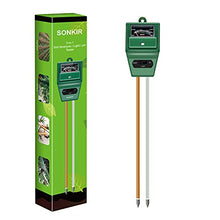 Load image into Gallery viewer, SONKIR Soil pH Meter, MS02 3-in-1 Soil Moisture/Light/pH Tester Gardening Tool Kits for Plant Care, Great for Garden, Lawn, Farm, Indoor &amp; Outdoor Use (Green)
