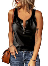 Load image into Gallery viewer, Zecilbo Womens Scoop Neck Sleeveless Ribbed Zipper Tank Top Summer Basic Solid Color Slim Fit Tank Shirts
