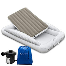 Load image into Gallery viewer, Eltow Inflatable Toddler Air Mattress Bed With Safety Bumper - Portable, Modern Travel Bed, Cot for Toddlers - Perfect For Travel, Camping - Removable Mattress, High Speed Pump and Travel Bag Included
