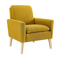 Load image into Gallery viewer, Lohoms Modern Accent Fabric Chair Single Sofa Comfy Upholstered Arm Chair Living Room Furniture Mustard Yellow
