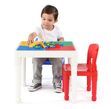 Load image into Gallery viewer, Humble Crew, White/Blue/Red Kids 2-in-1 Plastic Building Blocks-Compatible Activity Table, 20X20X17 H
