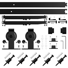 Load image into Gallery viewer, SMARTSTANDARD 42in x 84in Glass Sliding Barn Door with 7ft Top Mount Barn Door Hardware Kit &amp; Soft Close Mechanism, Interior Clear Tempered Glass Carbon Steel Frame, Easy to Assemble
