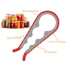 Load image into Gallery viewer, Jar Opener, 5 in 1 Multi Function Can Opener Bottle Opener Kit with Silicone Handle Easy to Use for Children, Elderly and Arthritis Sufferers (Apple Red）
