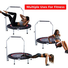 Load image into Gallery viewer, BCAN 40" Foldable Mini Trampoline, Fitness Rebounder with Adjustable Foam Handle, Exercise Trampoline for Kids Adults Indoor/Garden Workout Max Load 330lbs
