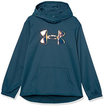 Load image into Gallery viewer, Under Armour Girls' Armour Fleece Iridescent Big Logo Hoodie , Blue Note (413)/Iridescent , Youth X-Large
