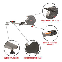 Load image into Gallery viewer, Sunny Health &amp; Fitness Compact Folding Magnetic Rowing Machine with LCD Monitor, Bottle Holder, 43 Inch Slide Rail, 285 LB Max Weight - Synergy Power Motion - SF-RW5801, Silver
